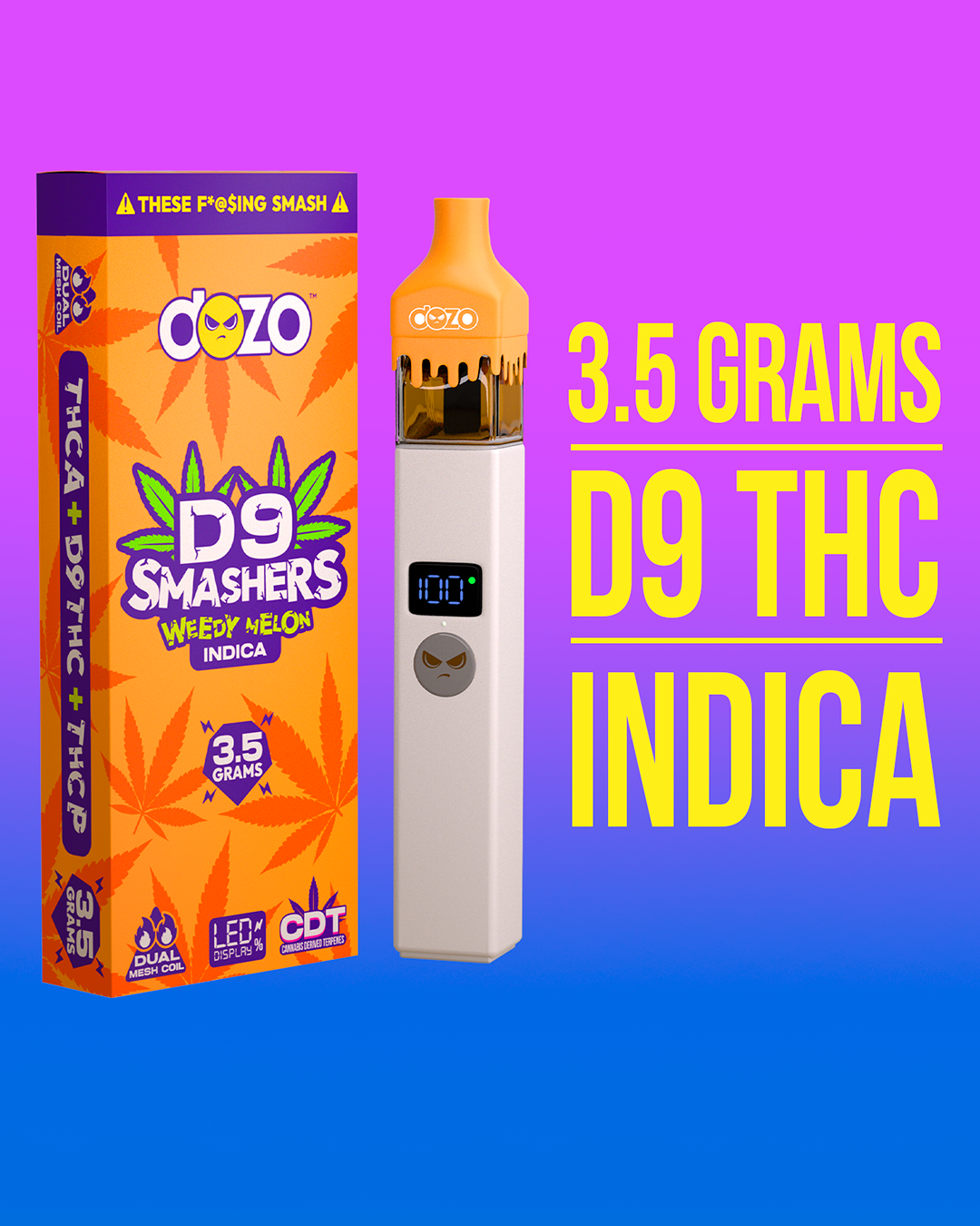 3.5g Dozo D9 Smashers THC-A Disposable: Forbidden Apple (Hybrid)