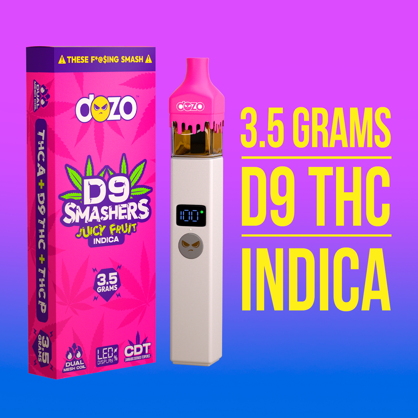 3.5g Dozo D9 Smashers THC-A Disposable