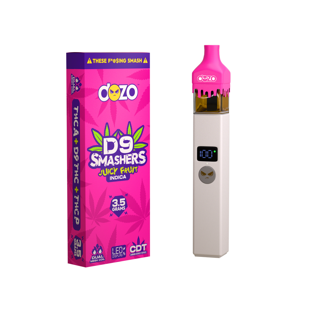 3.5g Dozo D9 Smashers THC-A Disposable: Jucy Fruit (Indica)
