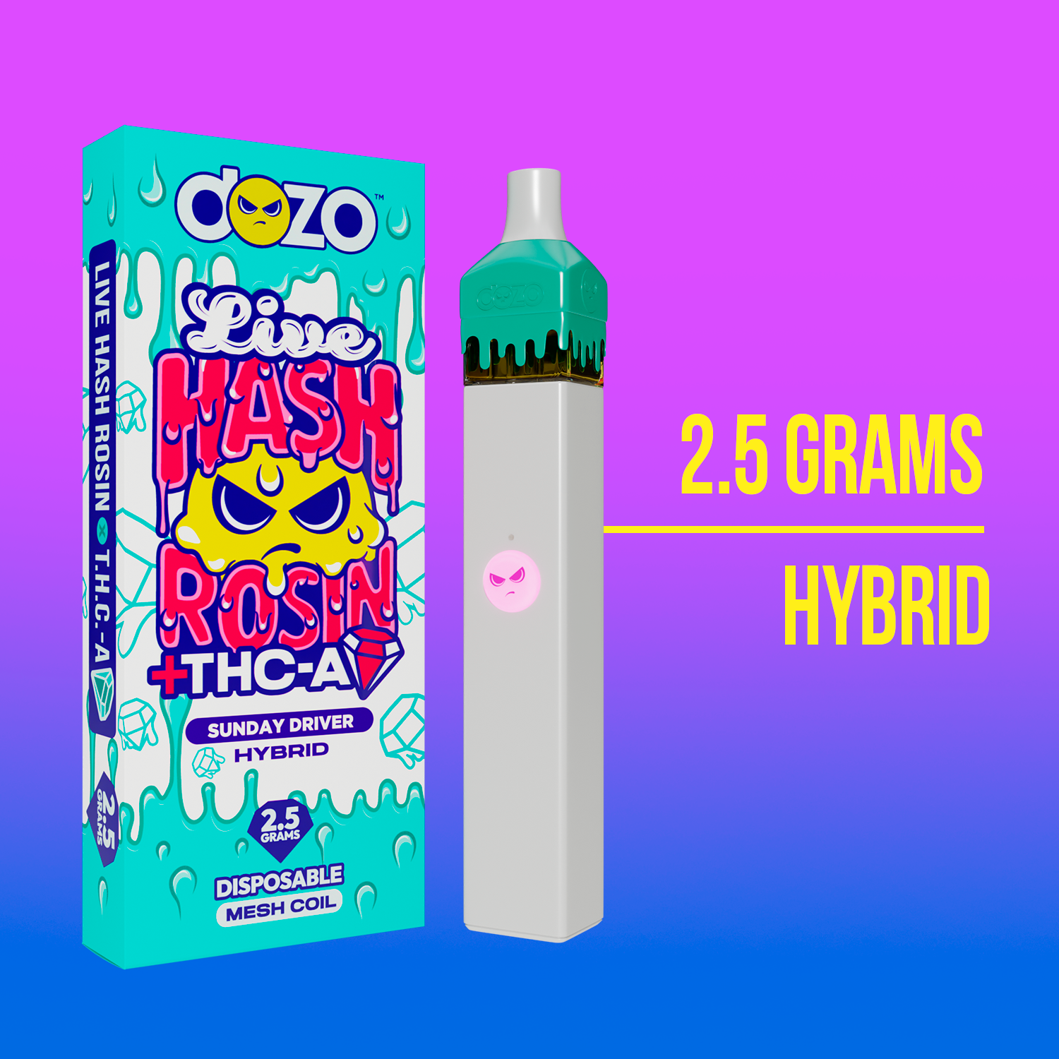 Dozo Live Hash Rosin THC-A Vape - Sunday Driver Hybrid 2.5g puredozo Dozo Live Hash Rosin THC-A Vape - Sunday Driver Hybrid 2.5g puredozo