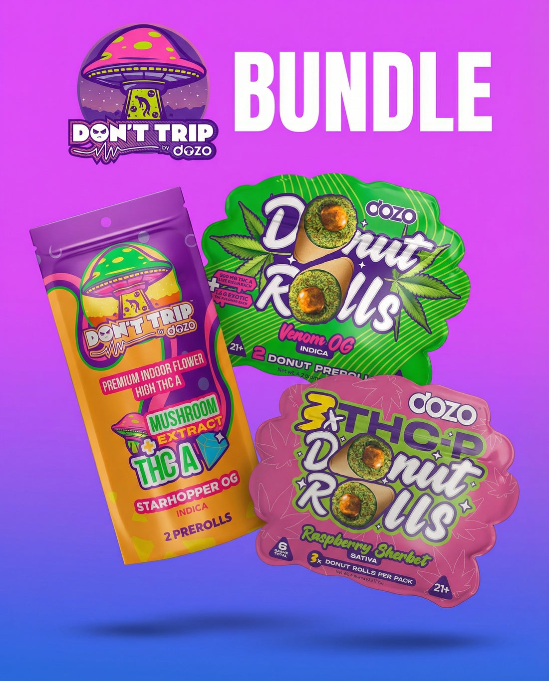 Don't trip Mushroom Extract Preroll Bundle