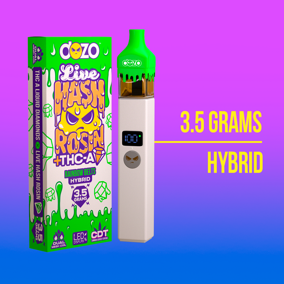 3.5g Dozo Live Hash Rosin THC-A Vape: Peanut Butter Zookies (Hybrid)