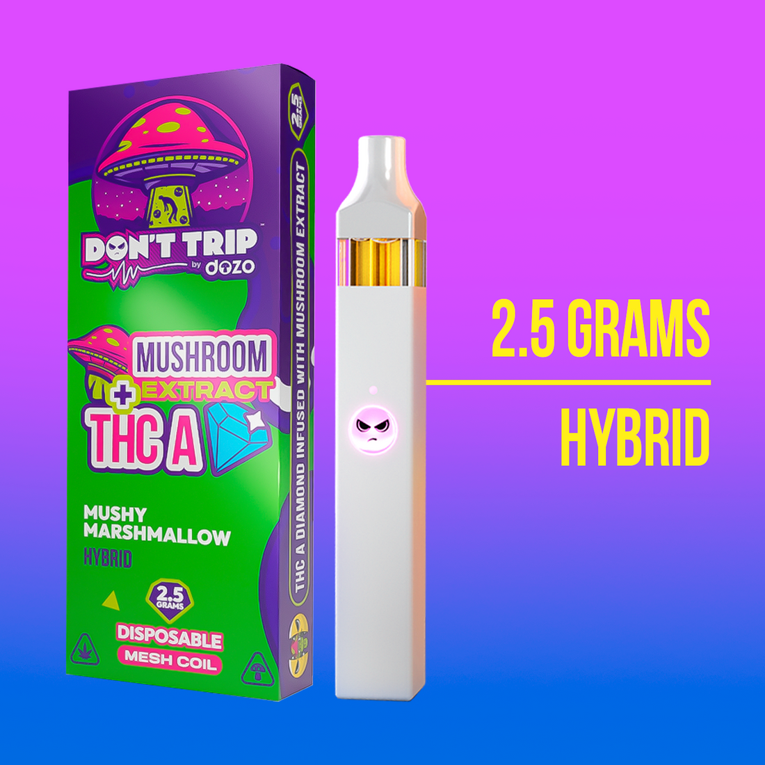 2.5g Don't Trip Mushroom Vape: Shroomhead Kush (Indica)