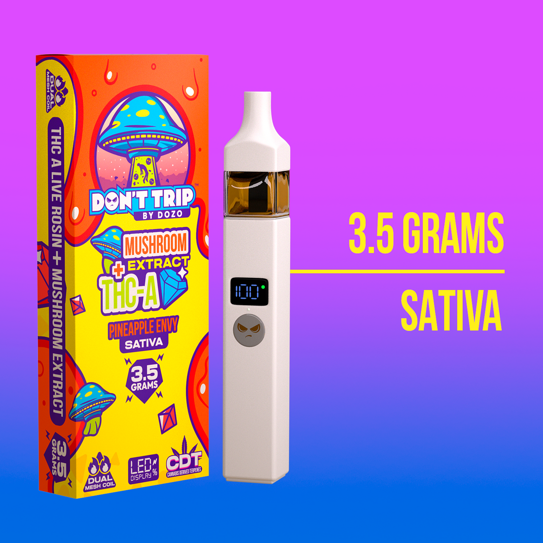 3.5g Dozo Don't Trip Mushroom Vape: Hubble Bubble (Hybrid)