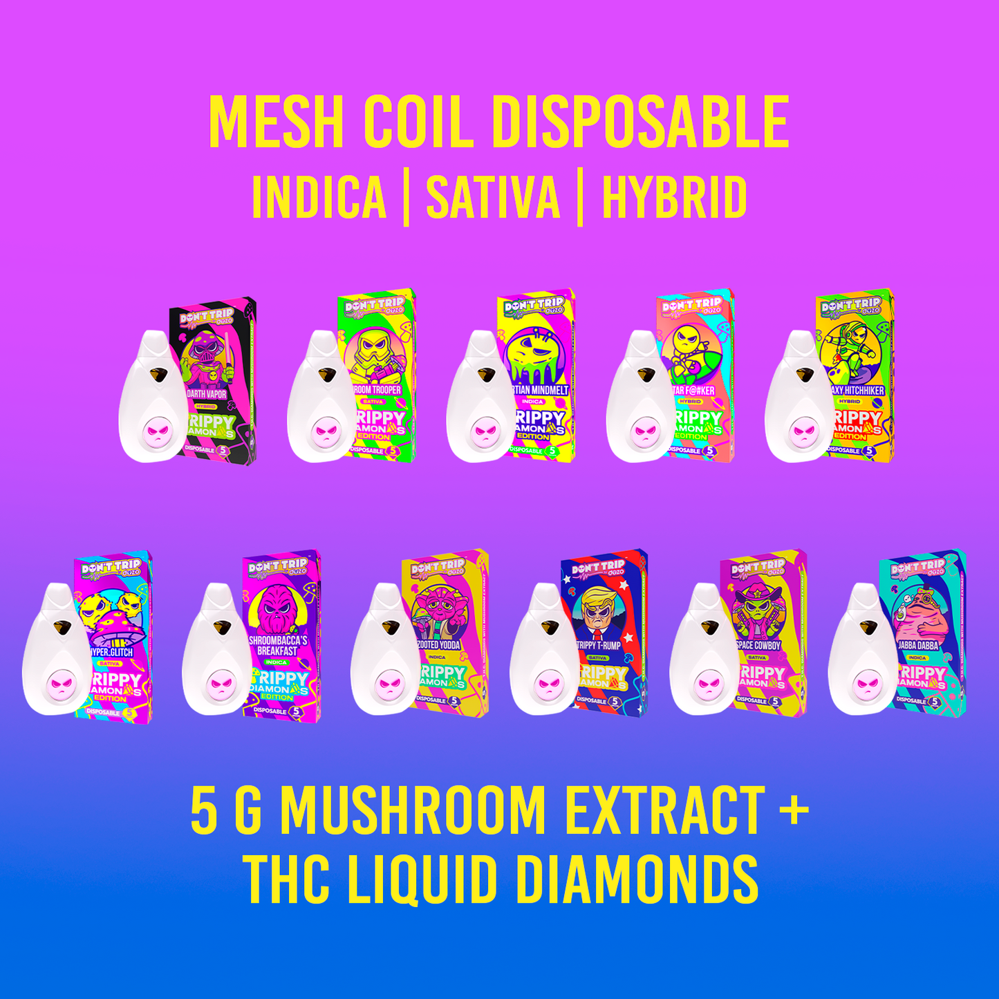 5g Trippy Dimonds Mushroom Vape: Darth Vapor (Hybrid)