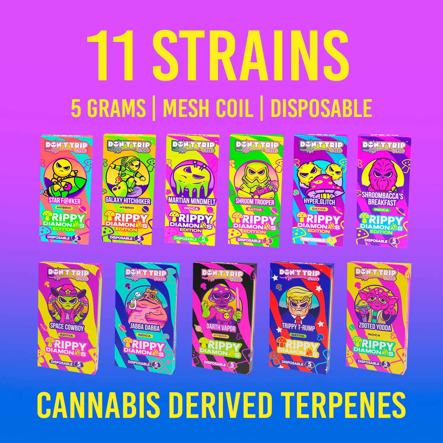 5g Trippy Dimonds Mushroom Vape: Darth Vapor (Hybrid)