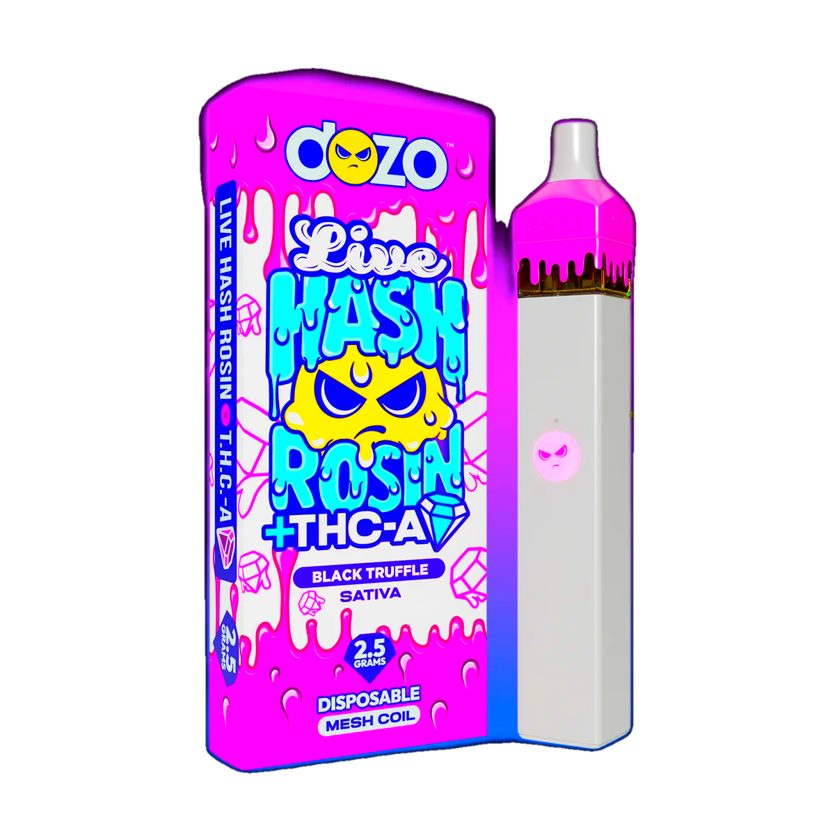 2.5g Dozo Live Hash Rosin THC-A Vape: Black Truffle (Sativa)