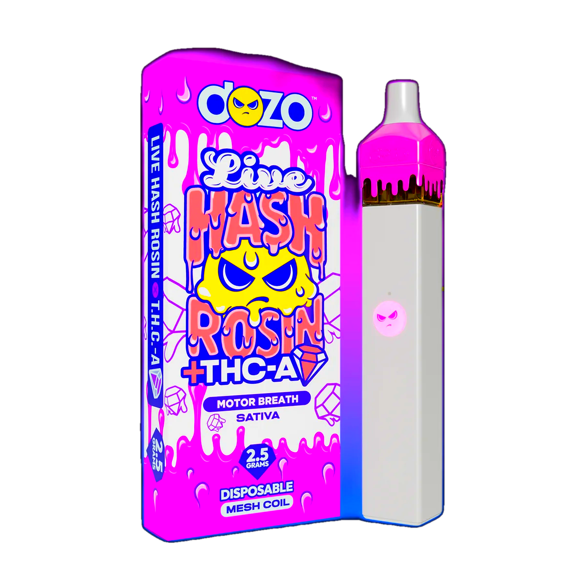 2.5g Dozo Live Hash Rosin THC-A Vape: Motor Breath (Sativa)