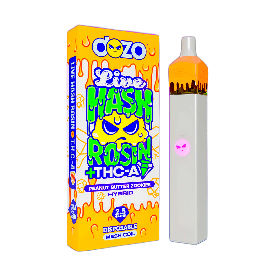 2.5g Dozo Live Hash Rosin THC-A Vape: Peanut Butter Zookies (Hybrid)