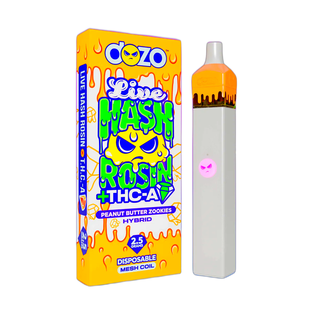 2.5g Dozo Live Hash Rosin THC-A Vape: Peanut Butter Zookies (Hybrid)