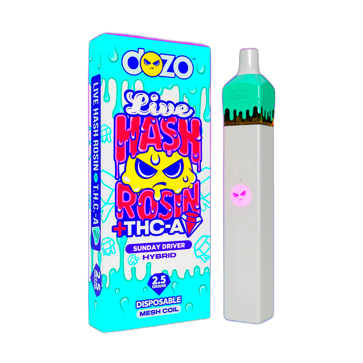 2.5g Dozo Live Hash Rosin THC-A Vape: Sunday Driver (Hybrid)