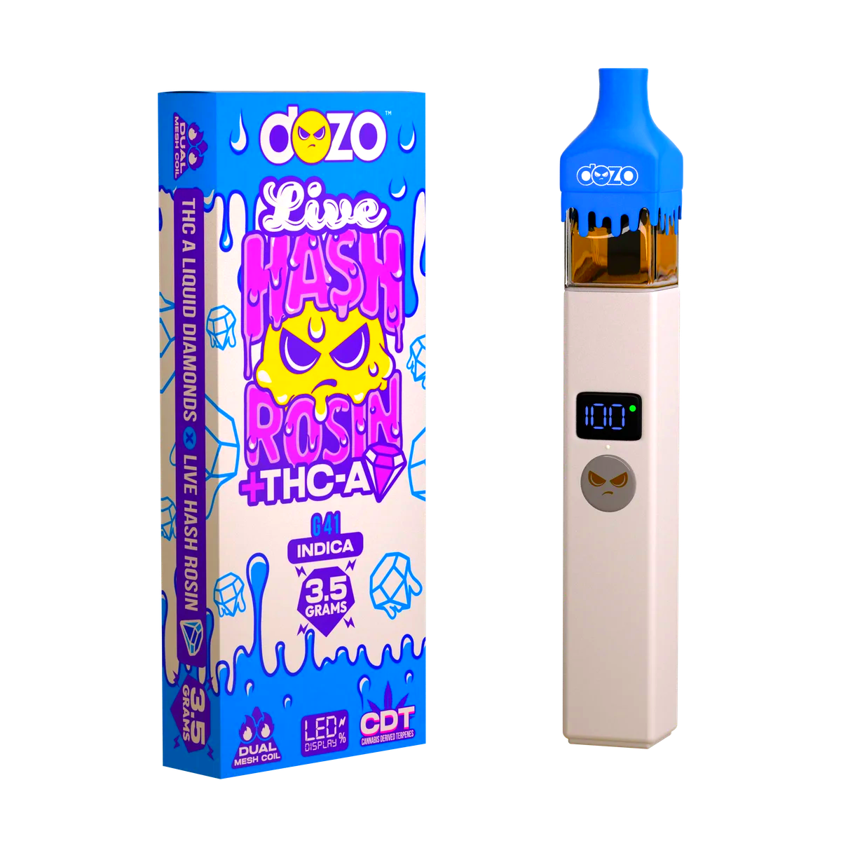 3.5g Dozo Live Hash Rosin THC-A Vape: G 41 (Indica)
