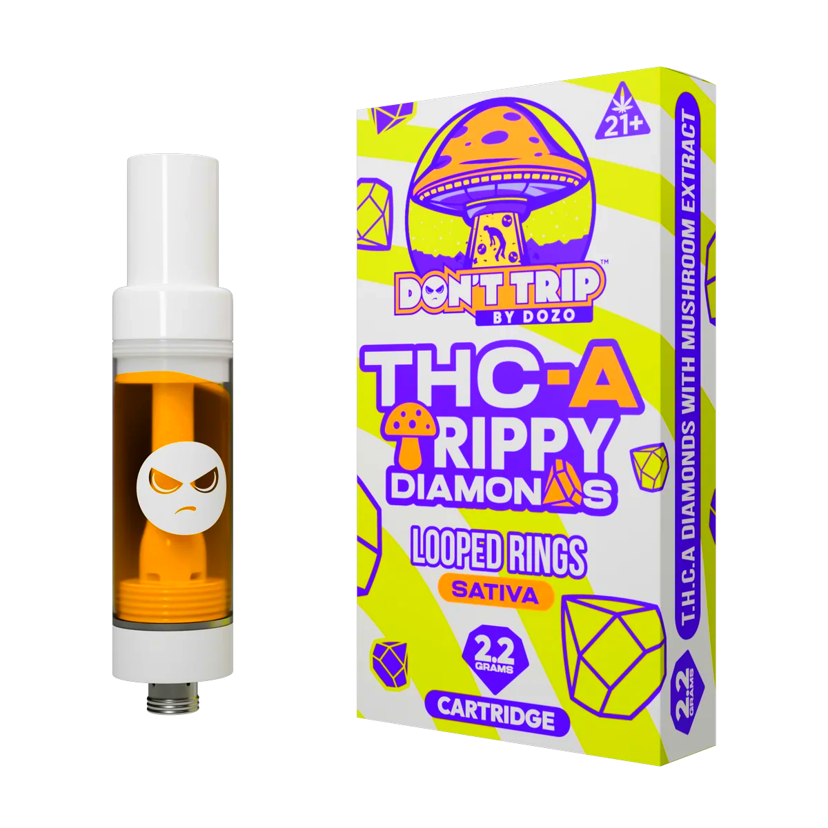 DOZO Don't Trip THC-A Trippy Diamonds Cart | Looped Rings (Sativa)