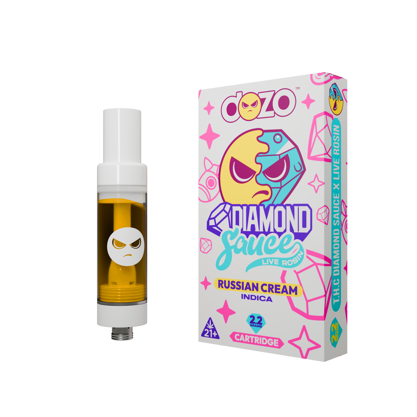 DOZO Diamond Sauce Live Rosin THC Cart | White Widow (Hybrid)