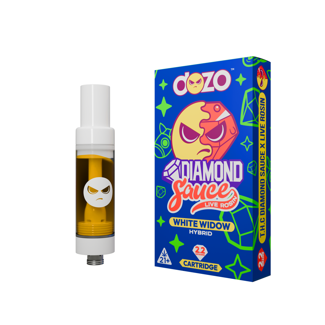 DOZO Diamond Sauce Live Rosin THC Cart | White Widow (Hybrid)