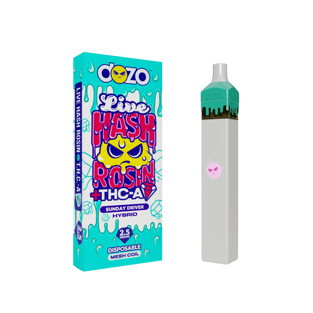 2.5g Dozo Live Hash Rosin THC-A Vape: Sunday Driver (Hybrid)