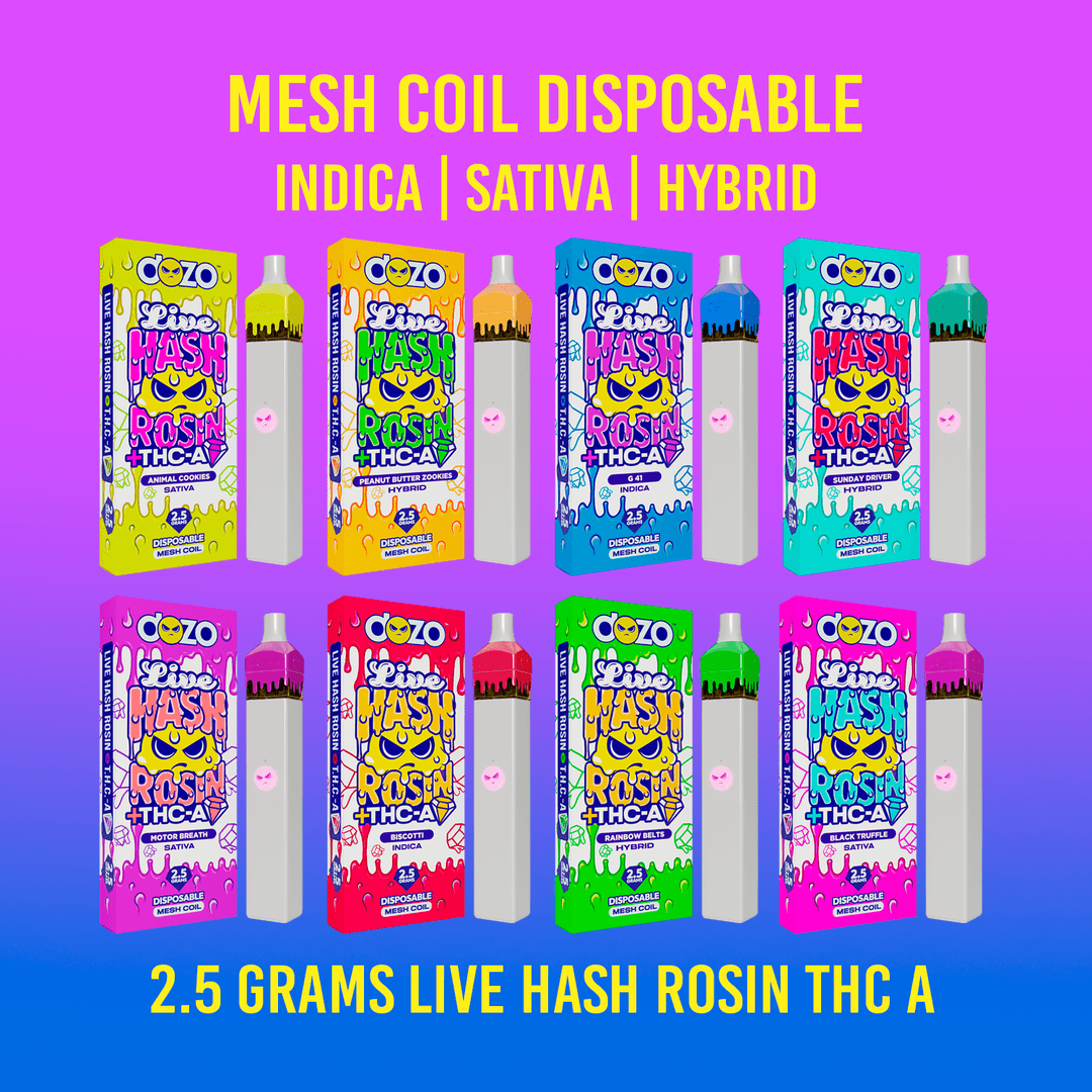 2.5g Dozo Live Hash Rosin THC-A Vape: Sunday Driver (Hybrid)