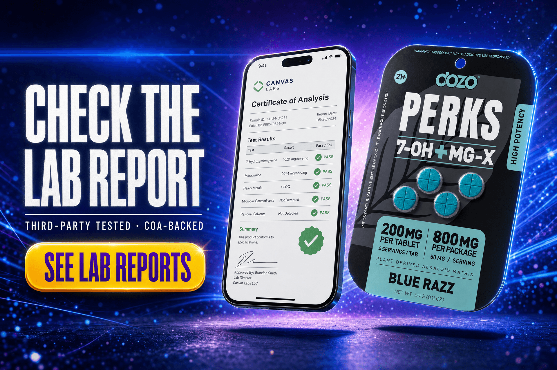 Check the lab report — third-party tested 7-OH
