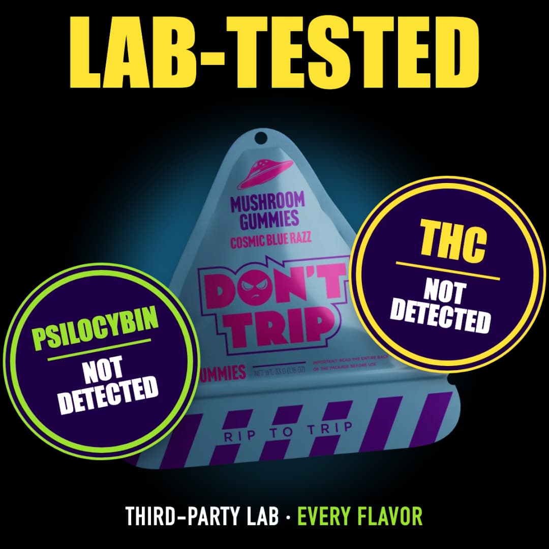 Don't Trip mushroom gummies lab-tested: psilocybin not detected, THC not detected