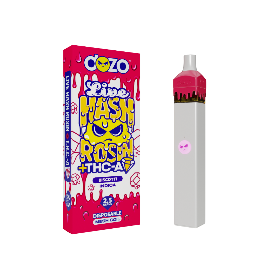 Dozo Live Hash Rosin THC-A Vape: Biscotti (Indica)