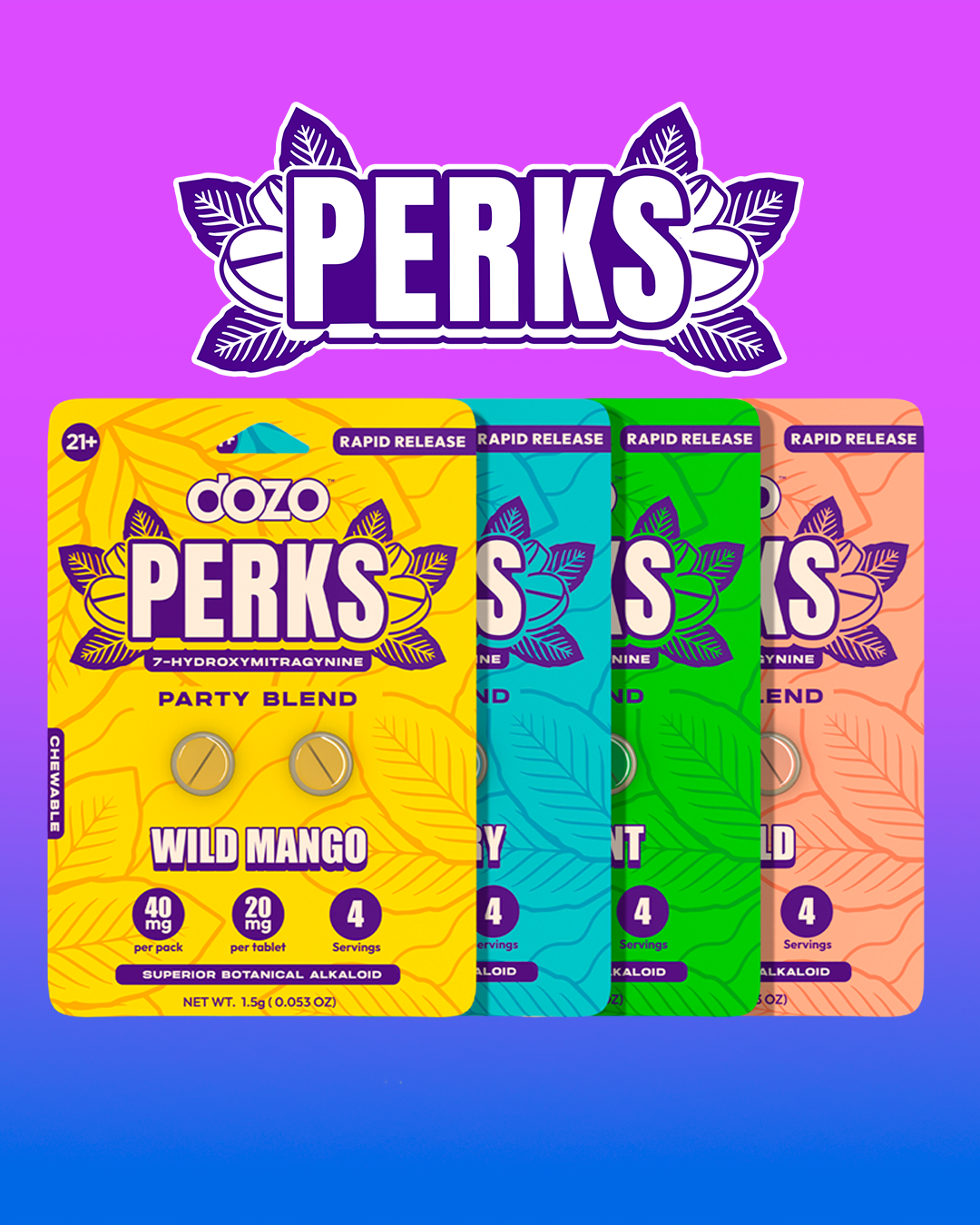 Dozo PERKS 7-HYDROXYMITRAGYNINE | 2ct (40 mg Per Pack)