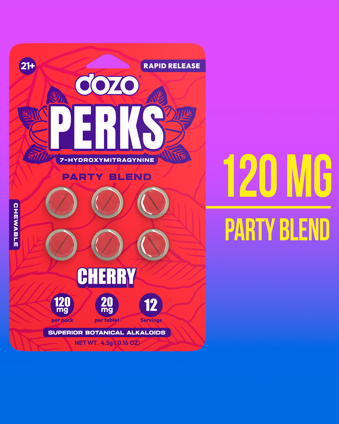 NEW 6ct Dozo PERKS 7-HYDROXYMITRAGYNINE | 6ct (120 mg Per Pack)