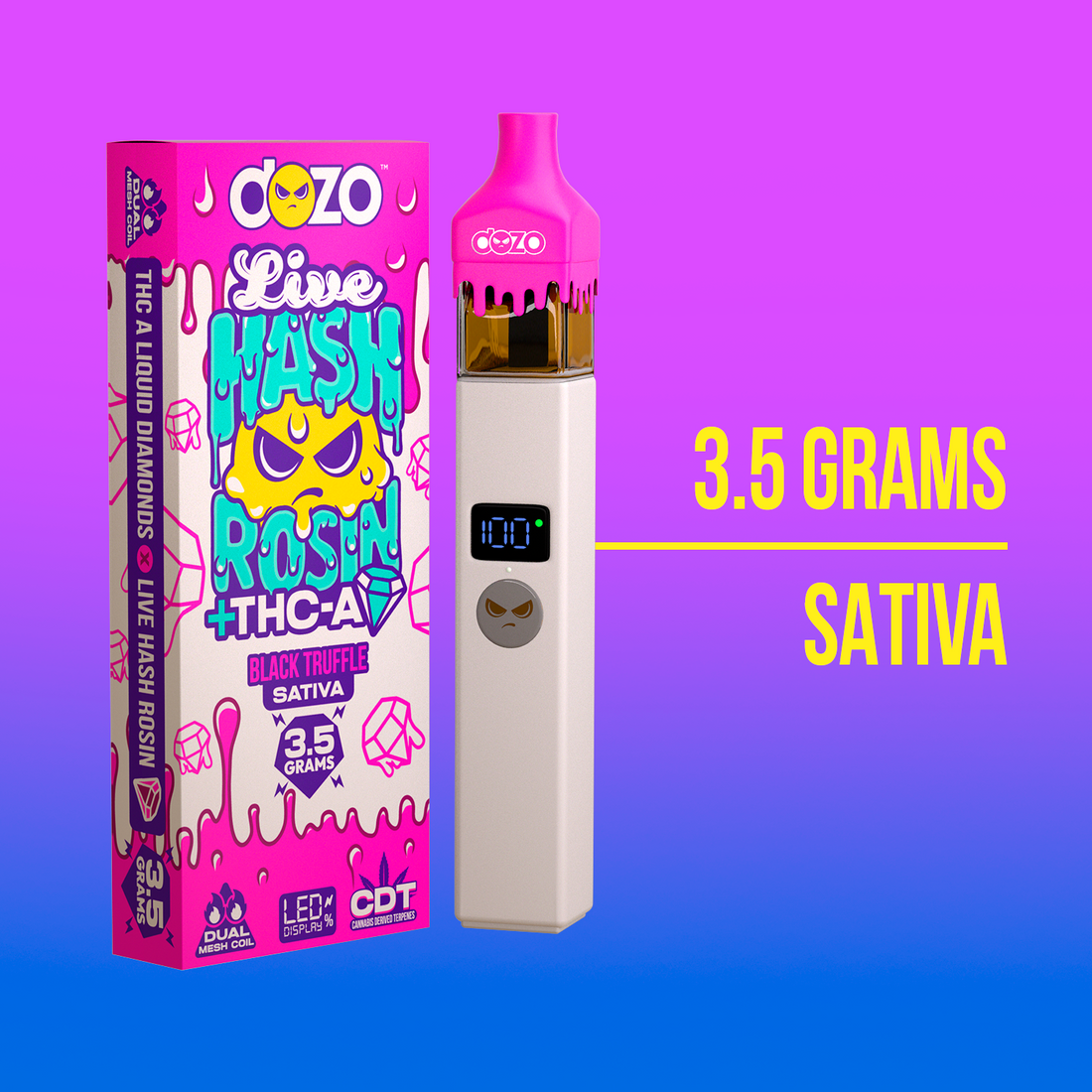 3.5g Dozo Live Hash Rosin THC-A Vape: G 41 (Indica)