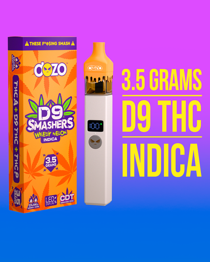 3.5g Dozo D9 Smashers THC-A Disposable: Weedy Melon (Indica)