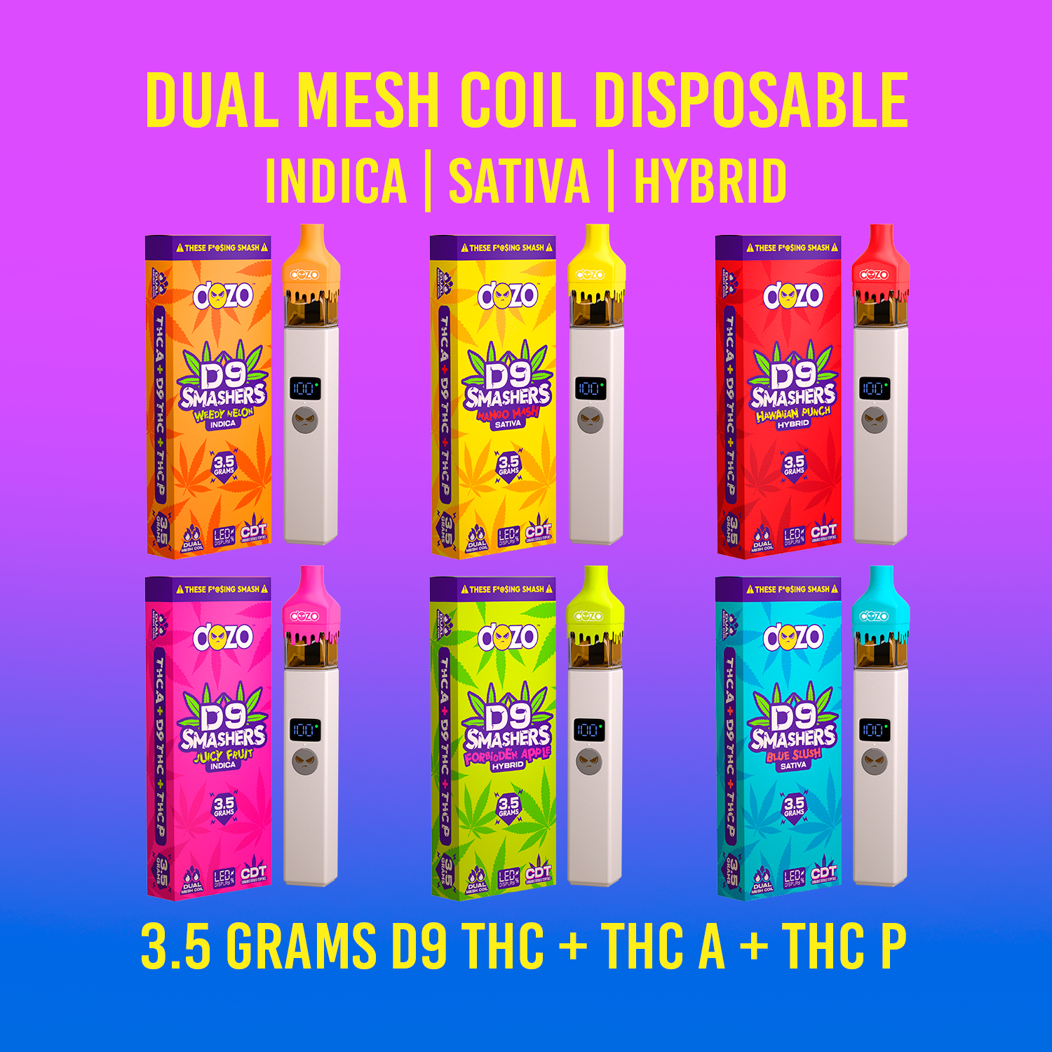 Dozo D9 Smashers THC-A Disposable Blue Slush 3.5g Sativa puredozo Dozo D9 Smashers THC-A Disposable Blue Slush 3.5g Sativa puredozo