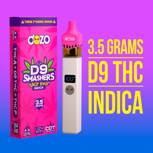 3.5g Dozo D9 Smashers THC-A Disposable: Jucy Fruit (Indica)