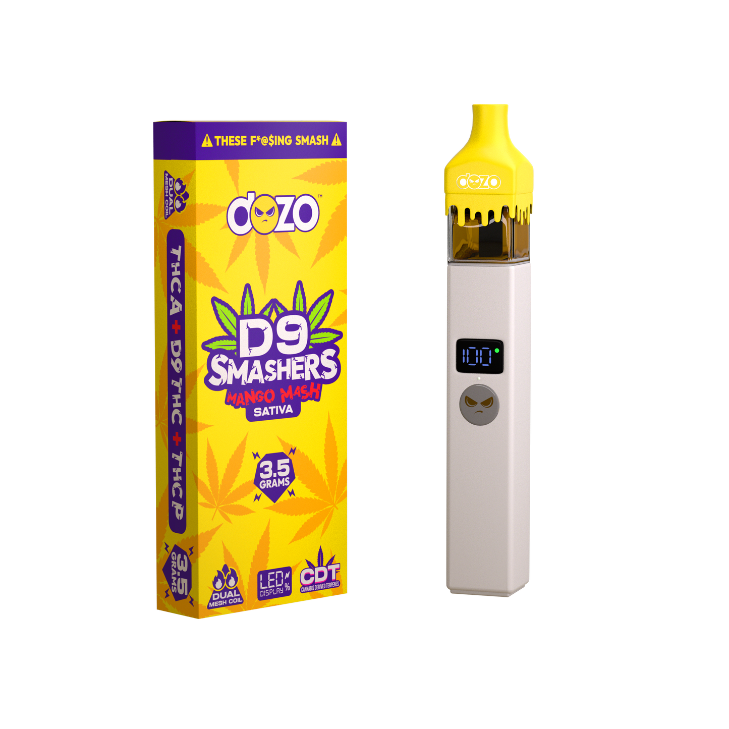 3.5g Dozo D9 Smashers THC-A Disposable: Mango Mash (Sativa)