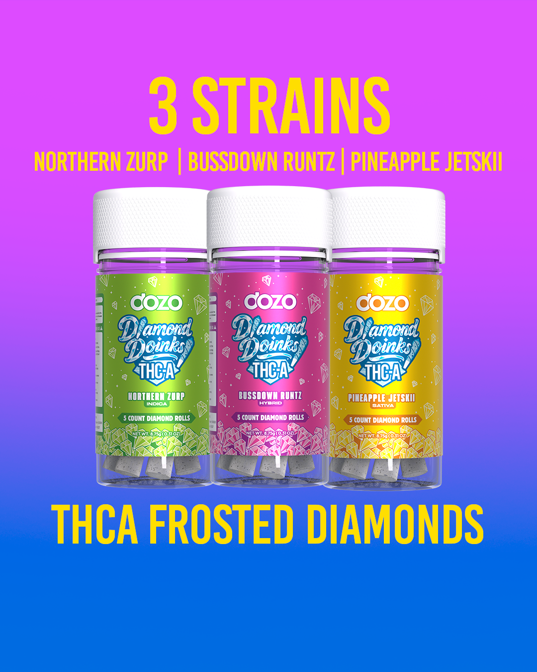Dozo THC-A Doinks - Diamond Rolls (5ct)