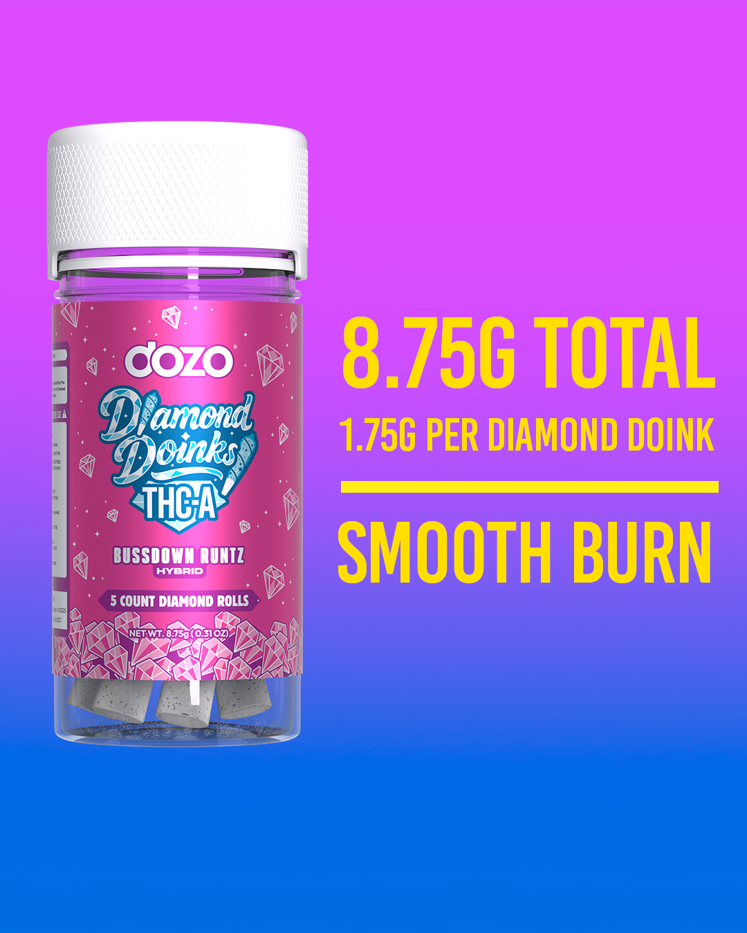 Dozo THC-A Doinks -  Diamond Rolls (5ct)