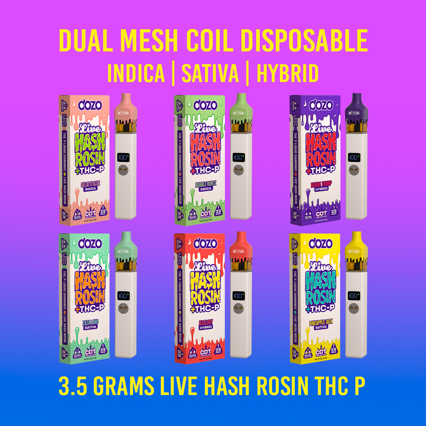 3.5g Dozo Live Hash Rosin THC-P Vape