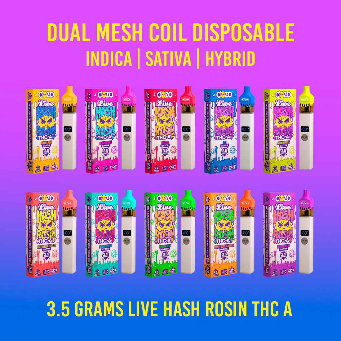 3.5g Dozo Live Hash Rosin THC-A Vape: Black Truffle (Sativa)