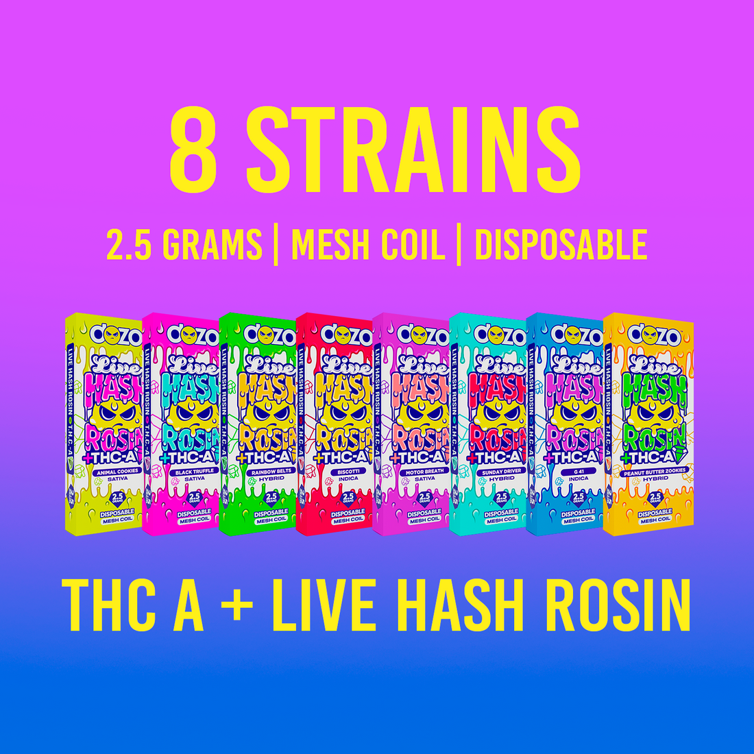 Dozo Live Hash Rosin THC-A Vape - Peanut Butter Zookies Hybrid 2.5g puredozo Dozo Live Hash Rosin THC-A Vape - Peanut Butter Zookies Hybrid 2.5g puredozo