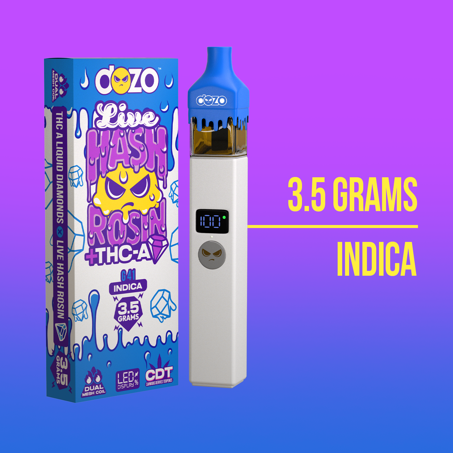 3.5g Dozo Live Hash Rosin THC-A Vape - Watermelon Zkittlez Sativa  puredozo