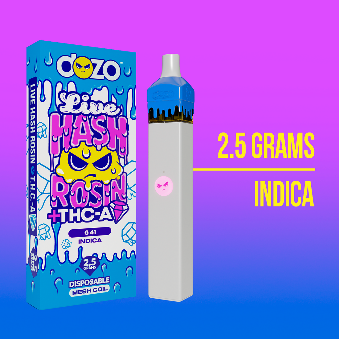 2.5g Dozo Live Hash Rosin THC-A Vape: Sunday Driver (Hybrid)