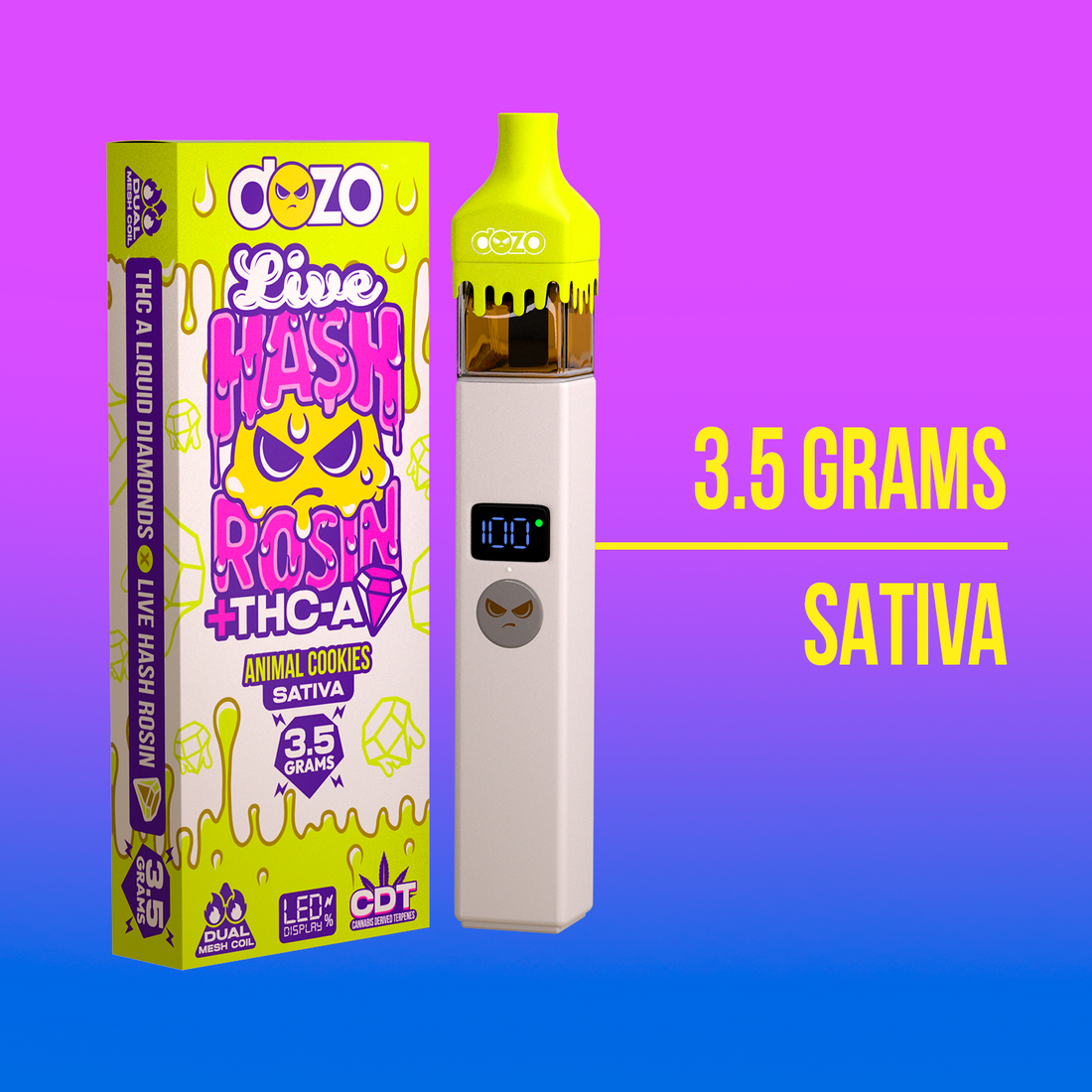 3.5g Dozo Live Hash Rosin THC-A Vape: Black Truffle (Sativa)