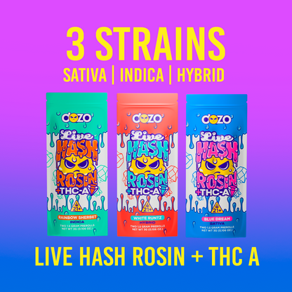 Dozo Live Hash Rosin Preroll | Rainbow Sherbet (Indica)