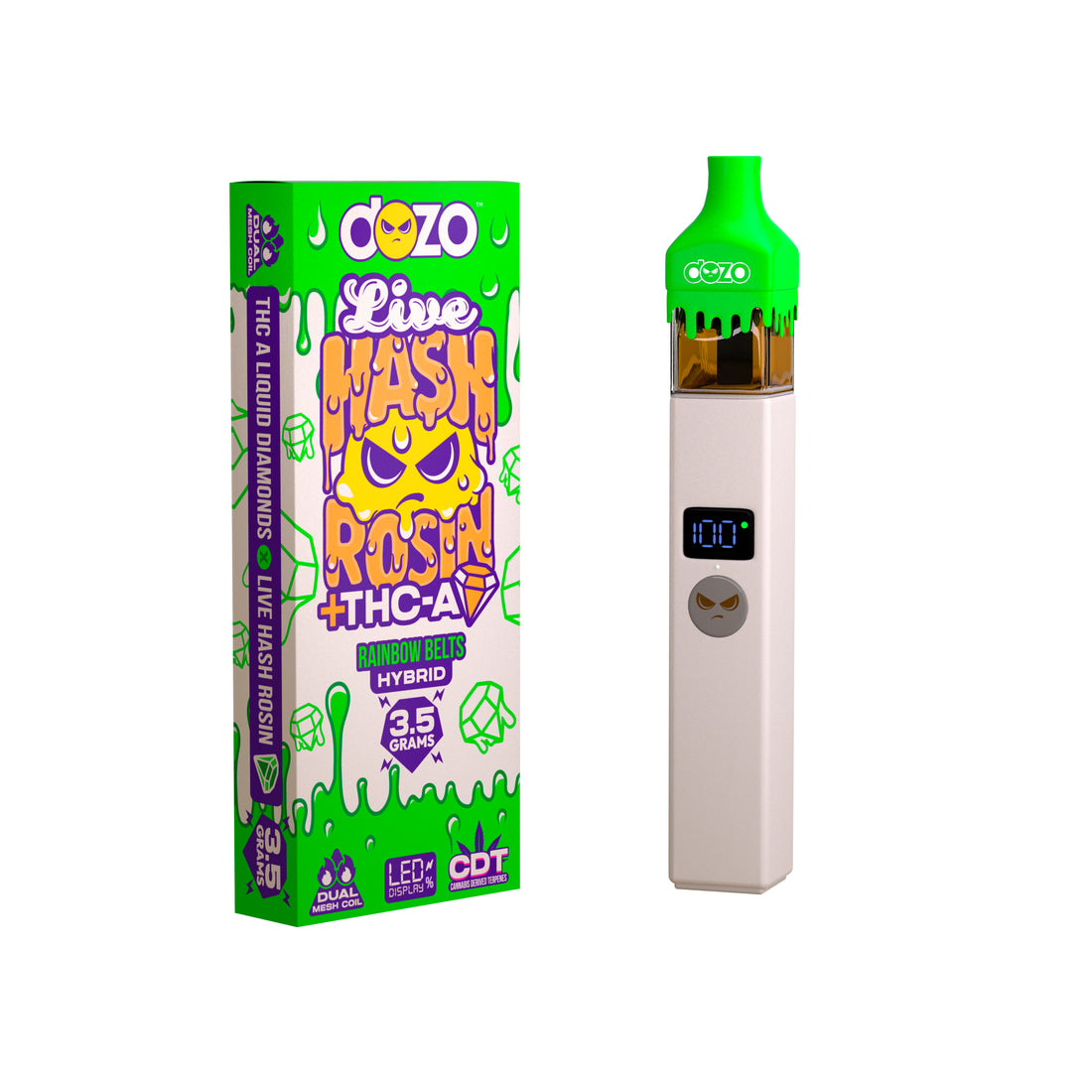 3.5g Dozo Live Hash Rosin THC-A Vape: Rainbow Belts (Hybrid)