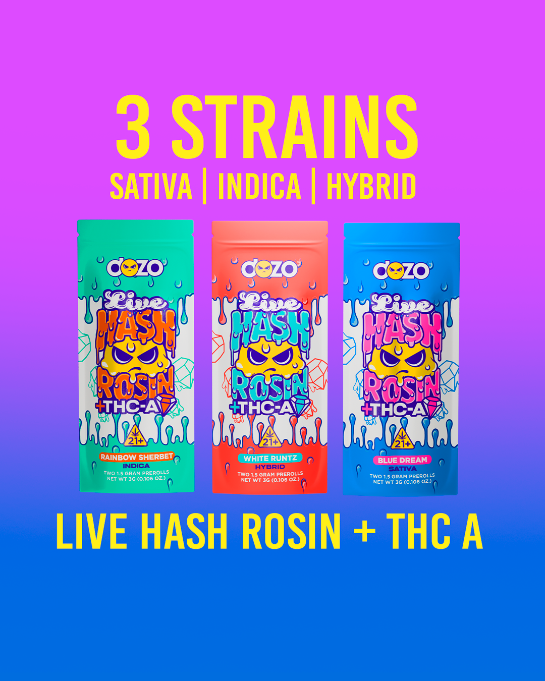 Dozo Live Hash Rosin Preroll | Blue Dream (Sativa)