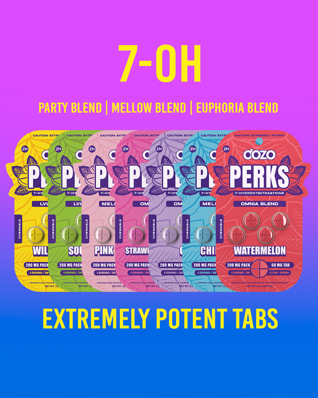 4ct 50mg Dozo PERKS 7-HYDROXYMITRAGYNINE | GRAPE (EUPHORIA BLEND)