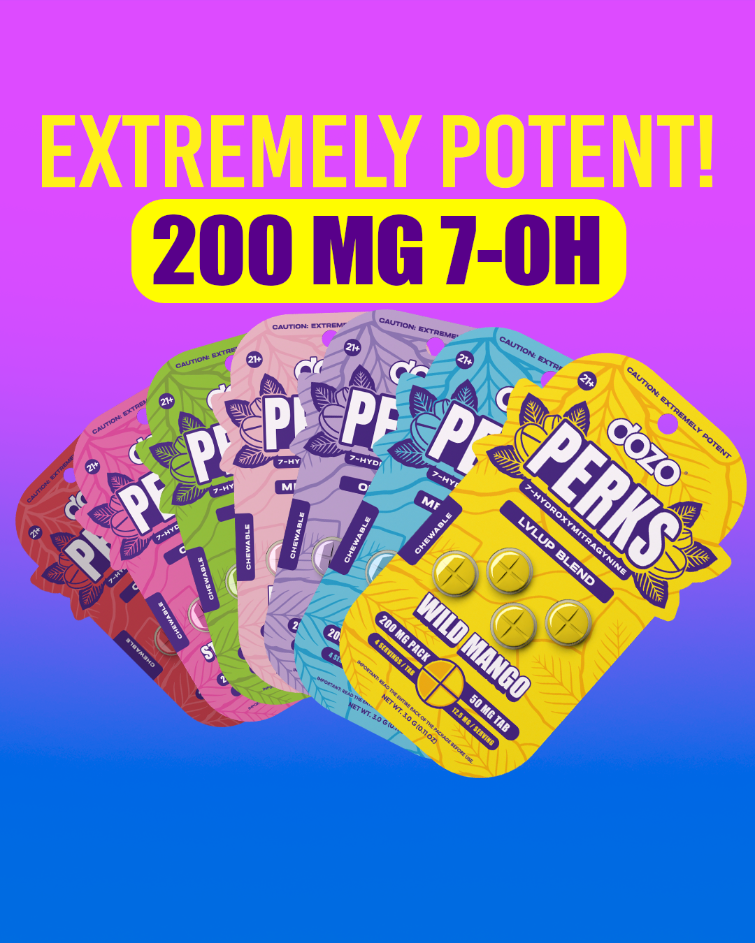 4ct 50mg Dozo PERKS 7-HYDROXYMITRAGYNINE | WILD MANGO (PARTY BLEND)