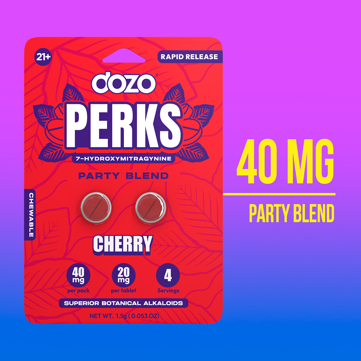 NEW FLAVORS Dozo PERKS 7-HYDROXYMITRAGYNINE | 2ct (40 mg Per Pack)