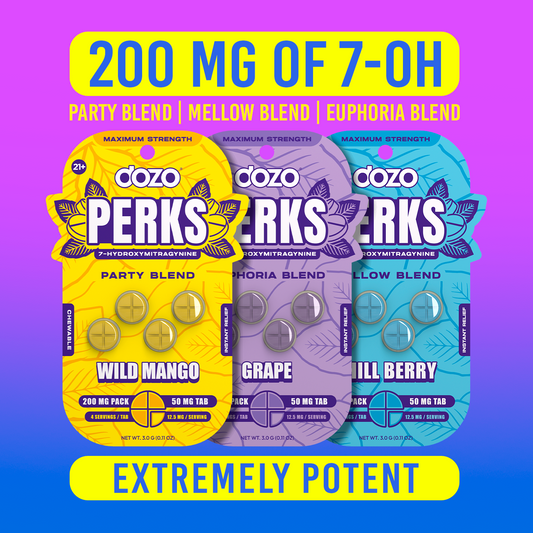 4ct 50mg Dozo PERKS 7-HYDROXYMITRAGYNINE | GRAPE (EUPHORIA BLEND)