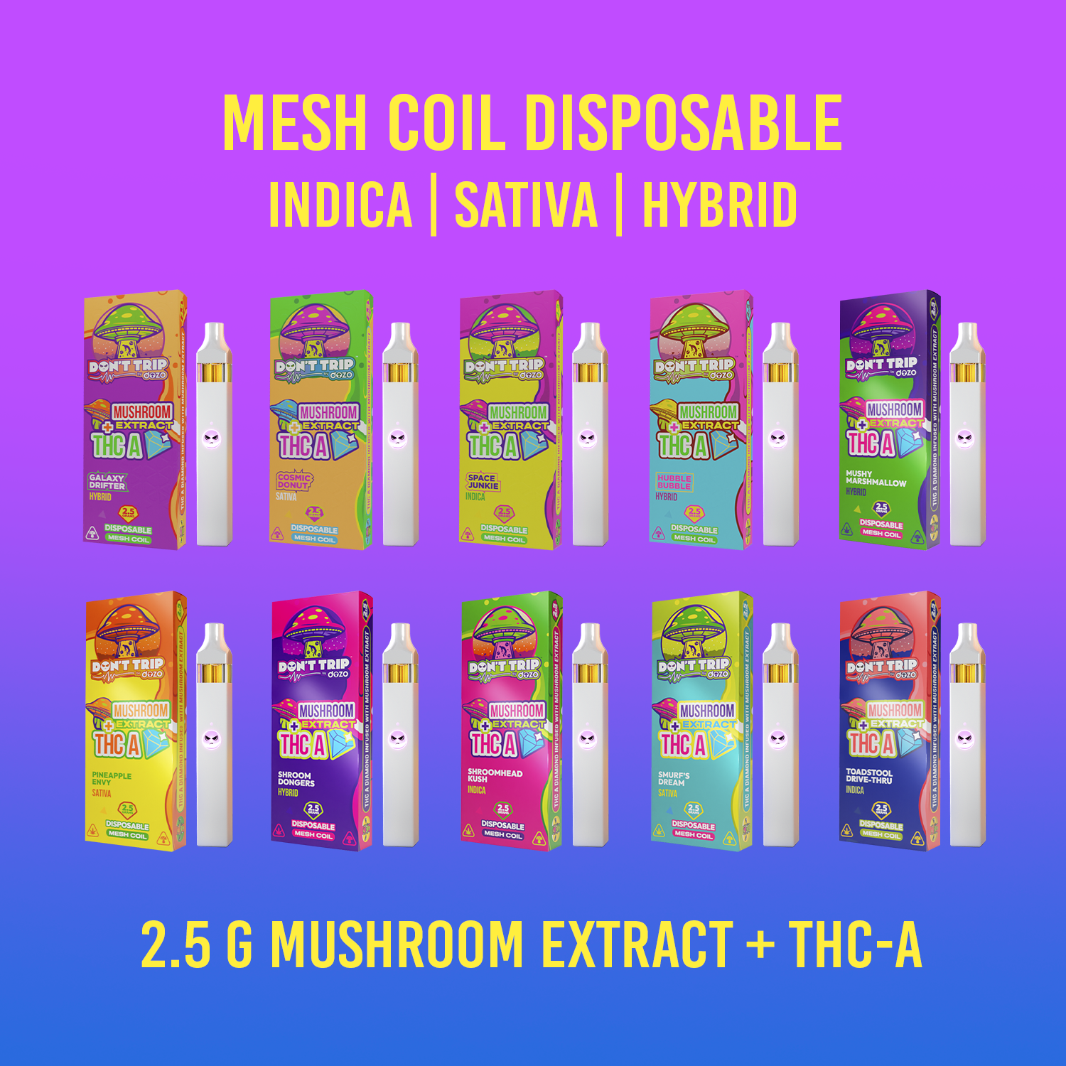 Don't Trip - 2.5g Mushroom Disposable for instant & powerful effects puredozo Don't Trip - 2.5g Mushroom Disposable for instant & powerful effects puredozo