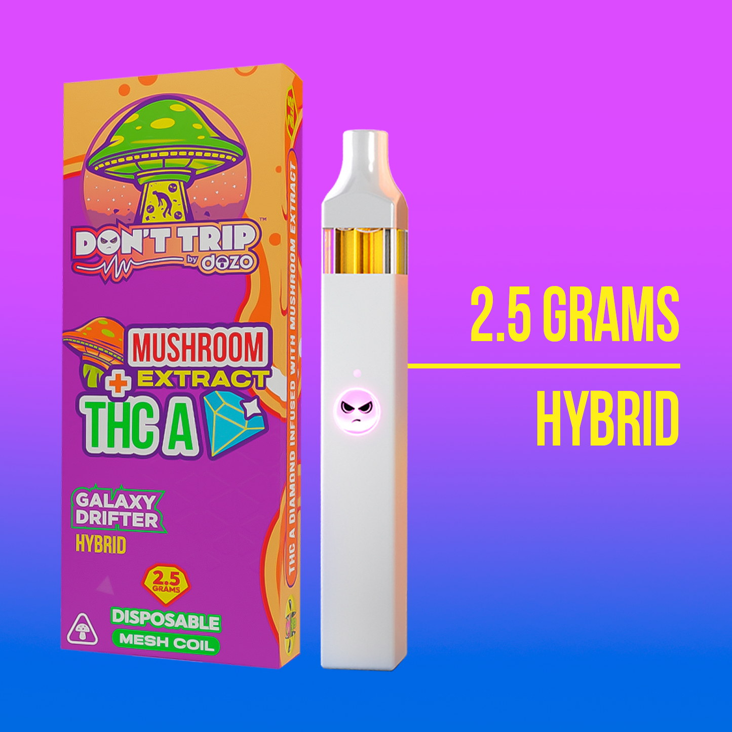 2.5g Don't Trip Mushroom Vape: Hubble Bubble (Hybrid)