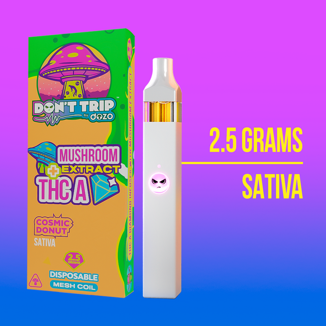 2.5g Don't Trip Mushroom Vape: Mushy Marshmallow (Hybrid)