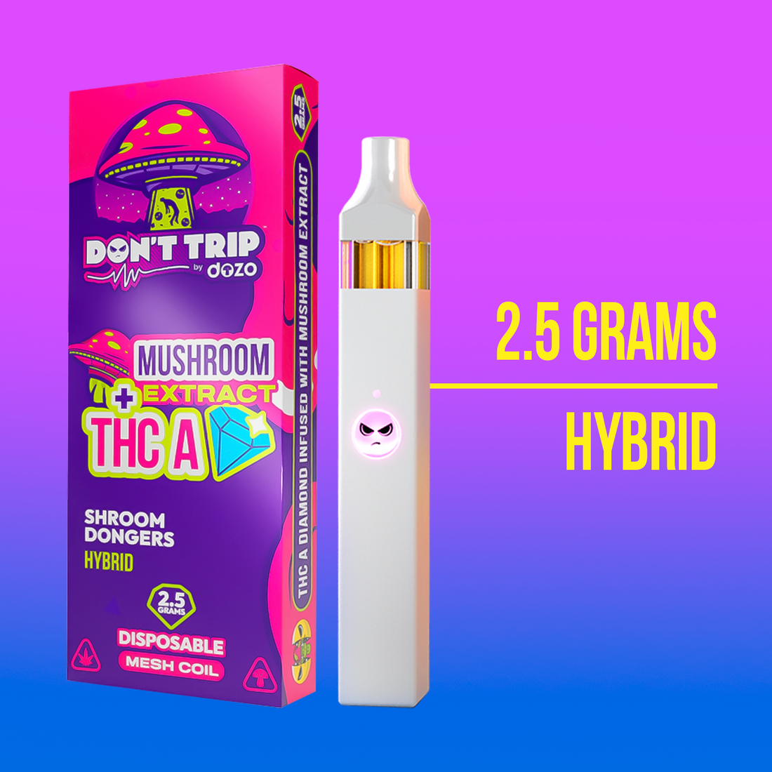2.5g Don't Trip Mushroom Vape: Mushy Marshmallow (Hybrid)